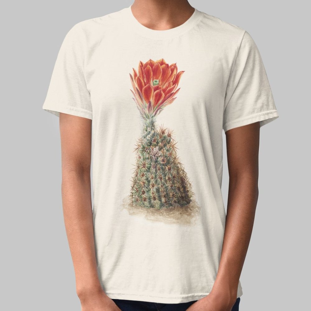 Claret Cup Cactus Vintage Floral Print Short Sleeve Graphic Tee T-shirt S M L XL
